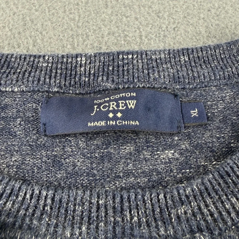 J Crew Sweater Men's XL Blue Cotton Knit Crewneck Marled Pullover Jumper Casual